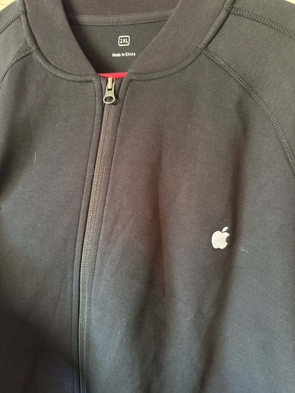 Apple Employee Corporate Full Zip Bomber Jacket Black Size 2XL